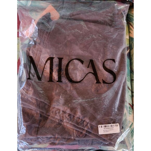 Micas Women Size Large High-Waisted Gray Cargo Maxi Skirt Slit Drawstring Hem - Picture 10 of 11